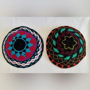 NWOT Set of 2 Cotton Crochet Kippah Yarmulke Jewish Covering Cap 5"
